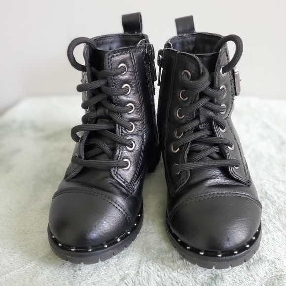 WONDER NATION KIDS Black Lace Up, Side Zip Boots - Picture 3 of 8